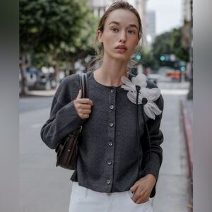 ZARA FLORAL RIBBED JACKET